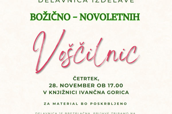 Izdelava božično-novoletnih voščilnic (Ivančna Gorica) ZASEDENO
