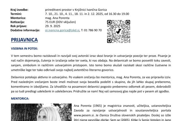 Literarna delavnica Ključ v listju II. (Ivančna Gorica)
